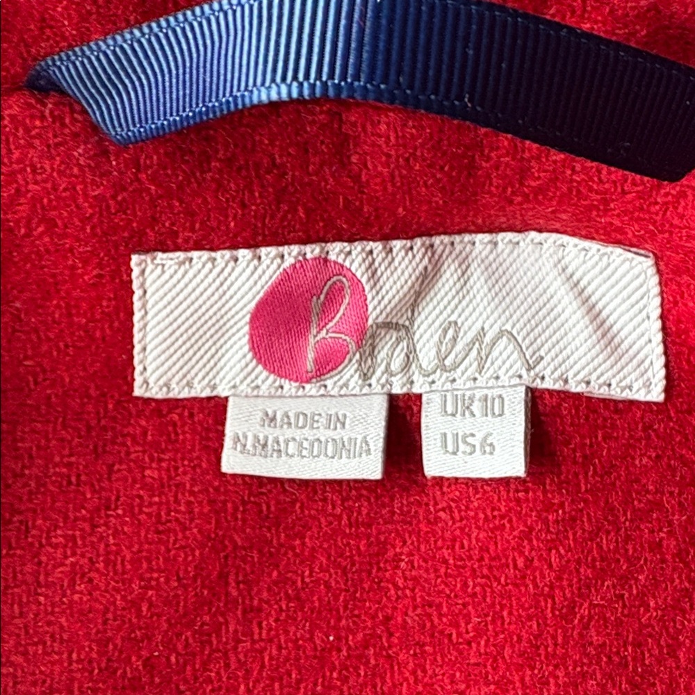 Boden Mitford Holiday Red Wool Coat - Picture 4 of 12